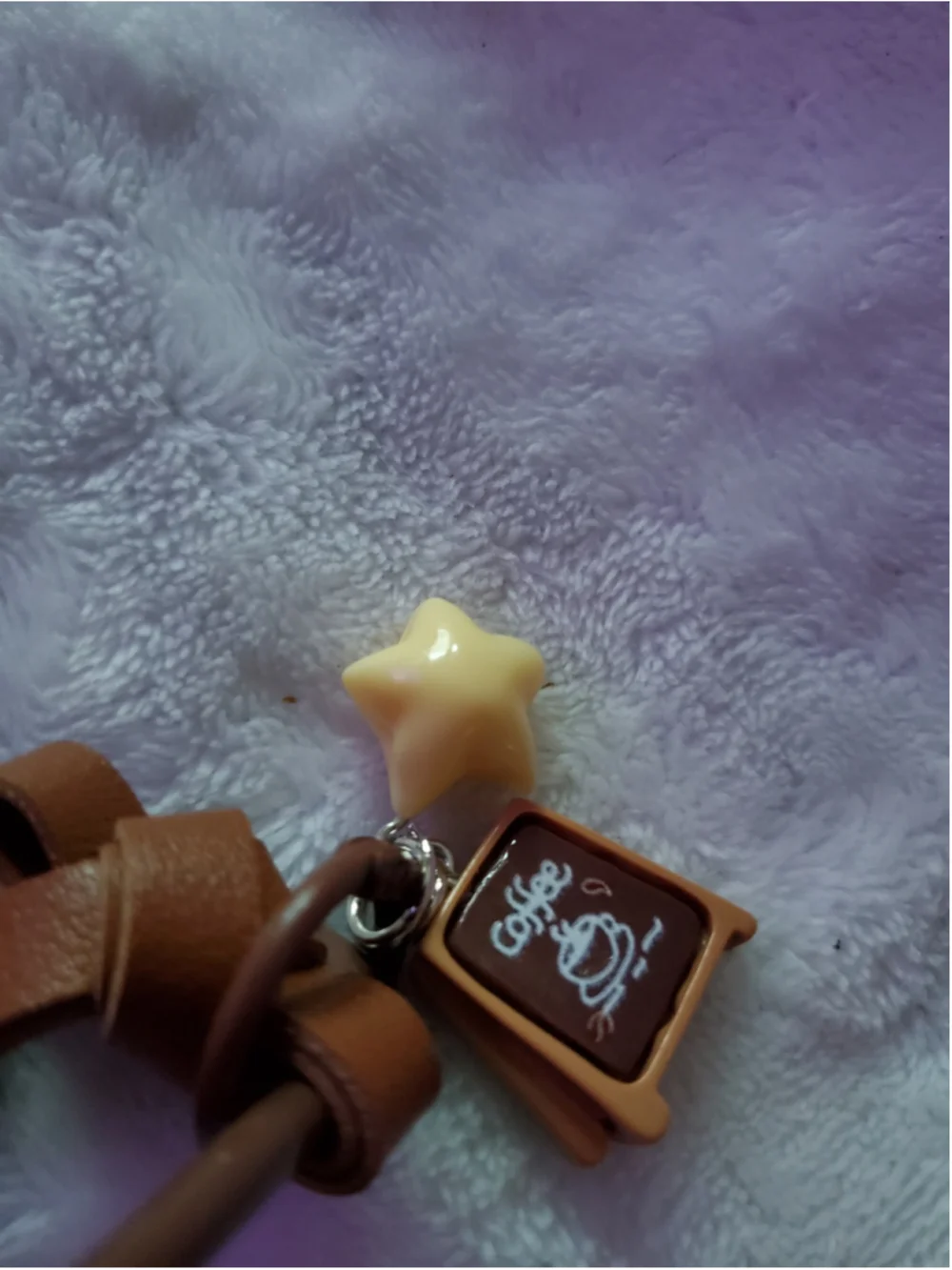 Beautiful Brown and Beige Croissant Bag charm/ Keychain with extra charms